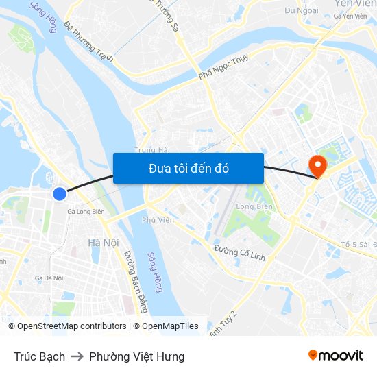 Trúc Bạch to Phường Việt Hưng map