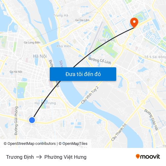Trương Định to Phường Việt Hưng map