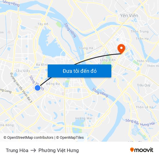 Trung Hòa to Phường Việt Hưng map