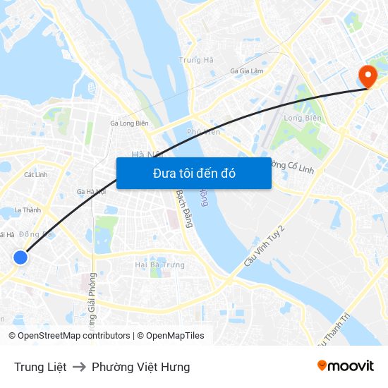 Trung Liệt to Phường Việt Hưng map