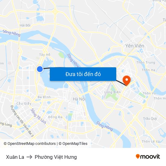 Xuân La to Phường Việt Hưng map