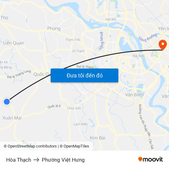 Hòa Thạch to Phường Việt Hưng map
