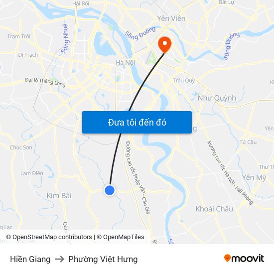 Hiền Giang to Phường Việt Hưng map