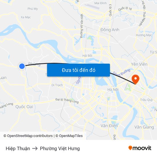 Hiệp Thuận to Phường Việt Hưng map