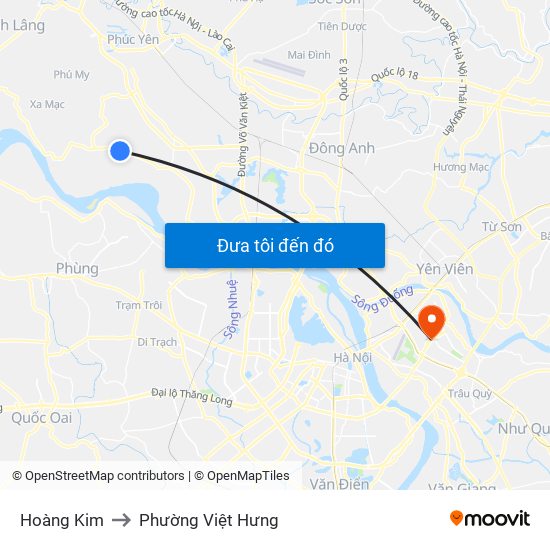Hoàng Kim to Phường Việt Hưng map