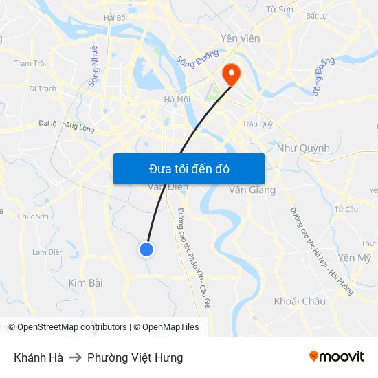 Khánh Hà to Phường Việt Hưng map