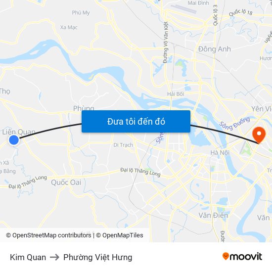 Kim Quan to Phường Việt Hưng map