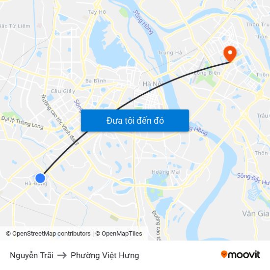 Nguyễn Trãi to Phường Việt Hưng map