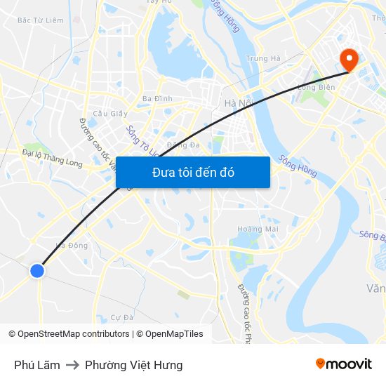 Phú Lãm to Phường Việt Hưng map