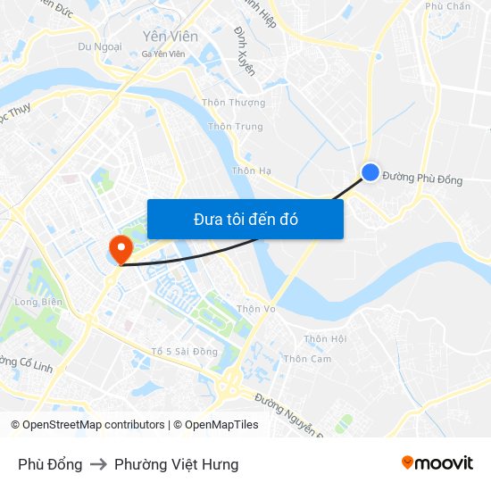 Phù Đổng to Phường Việt Hưng map