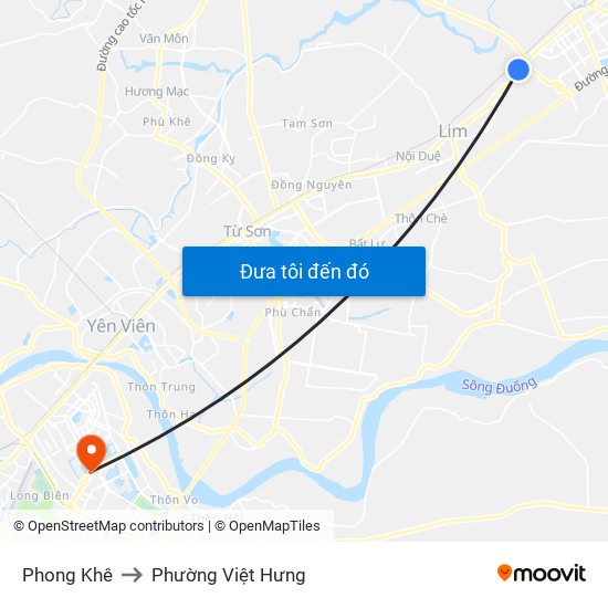 Phong Khê to Phường Việt Hưng map