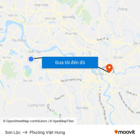 Sơn Lộc to Phường Việt Hưng map