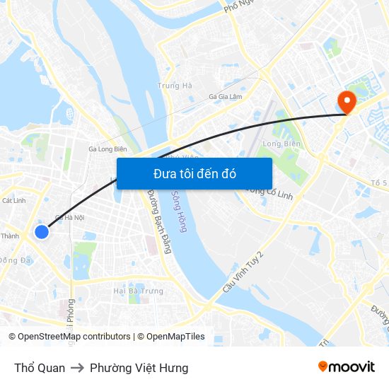 Thổ Quan to Phường Việt Hưng map