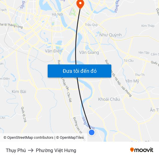 Thụy Phú to Phường Việt Hưng map