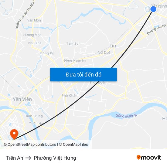 Tiền An to Phường Việt Hưng map