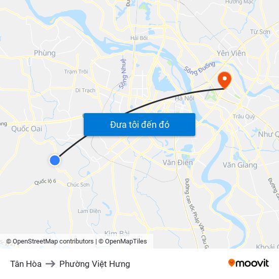 Tân Hòa to Phường Việt Hưng map