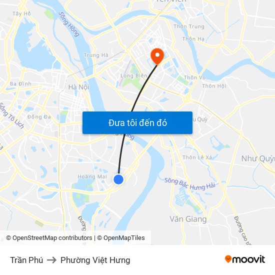 Trần Phú to Phường Việt Hưng map