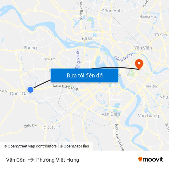 Vân Côn to Phường Việt Hưng map