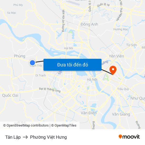 Tân Lập to Phường Việt Hưng map
