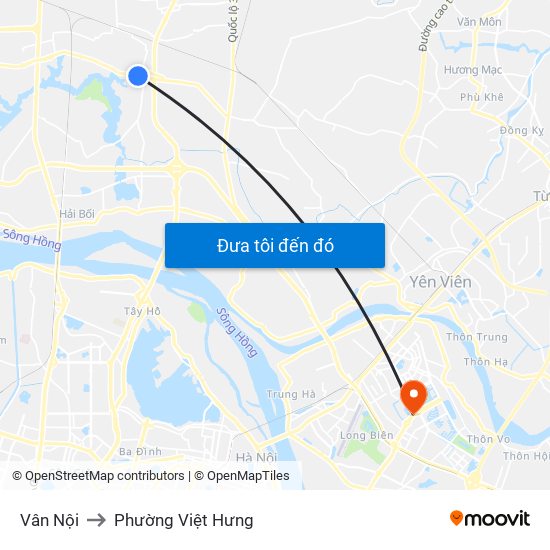 Vân Nội to Phường Việt Hưng map
