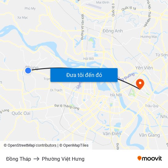 Đồng Tháp to Phường Việt Hưng map