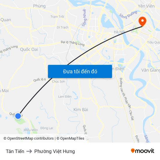 Tân Tiến to Phường Việt Hưng map