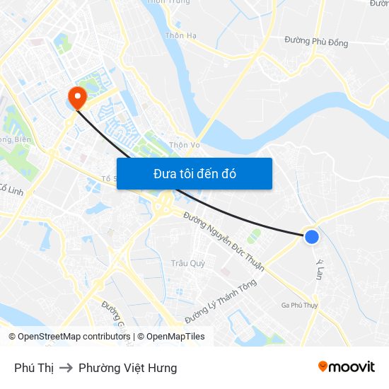 Phú Thị to Phường Việt Hưng map