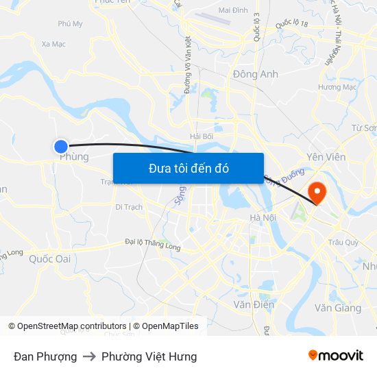 Đan Phượng to Phường Việt Hưng map
