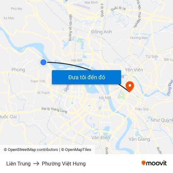 Liên Trung to Phường Việt Hưng map
