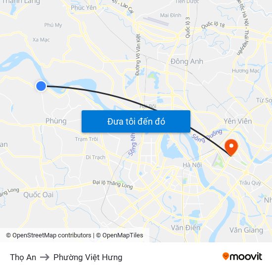 Thọ An to Phường Việt Hưng map