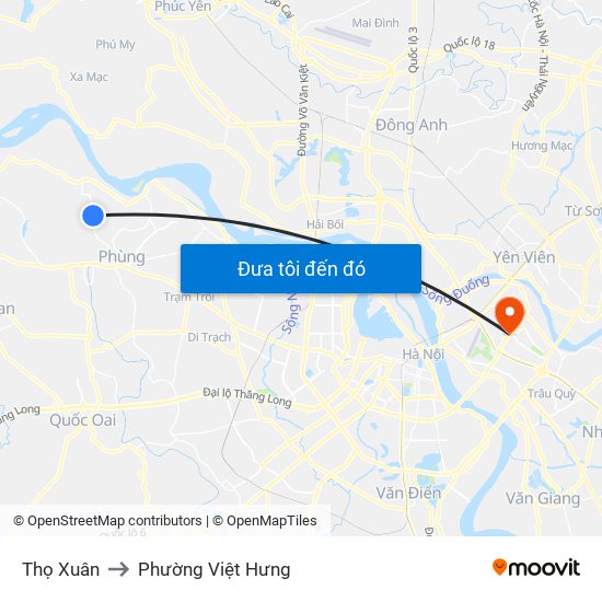 Thọ Xuân to Phường Việt Hưng map