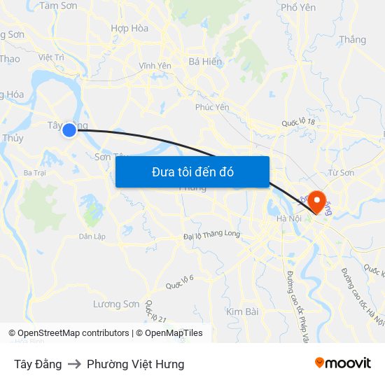 Tây Đằng to Phường Việt Hưng map