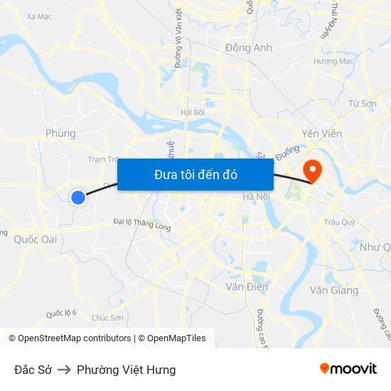 Đắc Sở to Phường Việt Hưng map