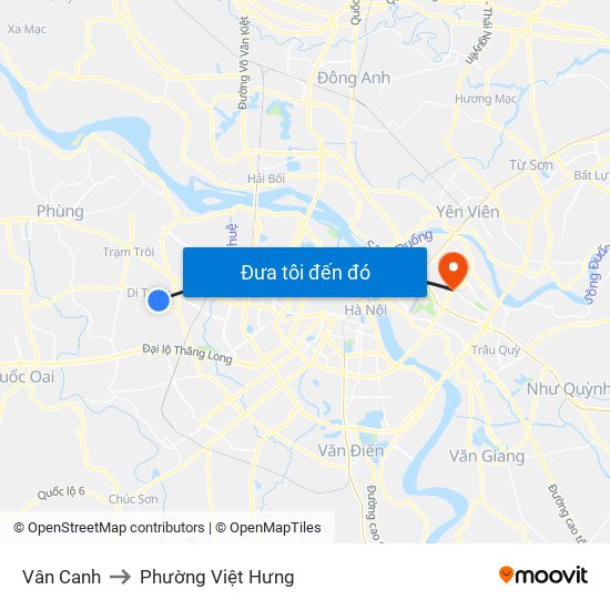 Vân Canh to Phường Việt Hưng map