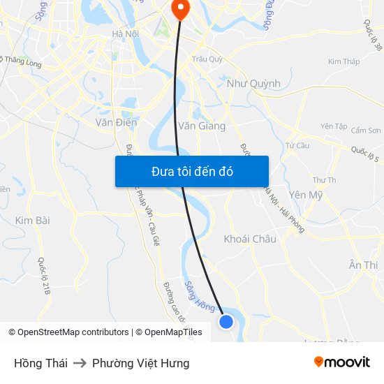 Hồng Thái to Phường Việt Hưng map
