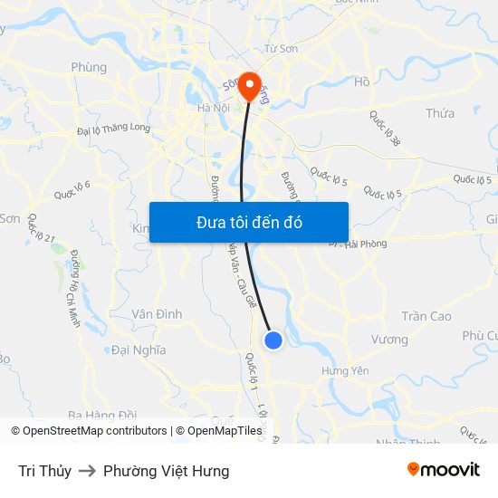 Tri Thủy to Phường Việt Hưng map