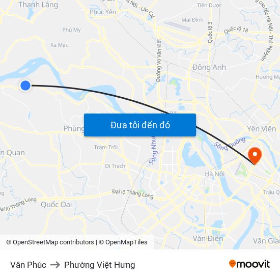 Vân Phúc to Phường Việt Hưng map