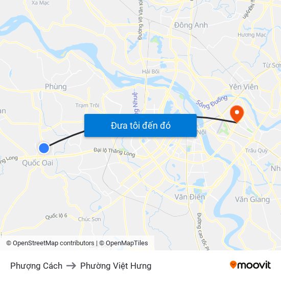 Phượng Cách to Phường Việt Hưng map