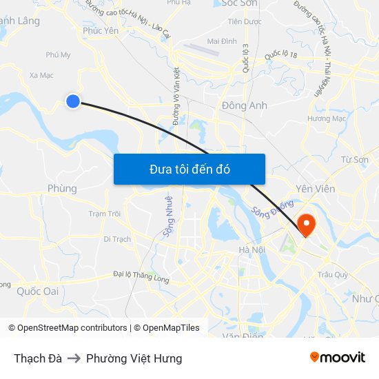 Thạch Đà to Phường Việt Hưng map