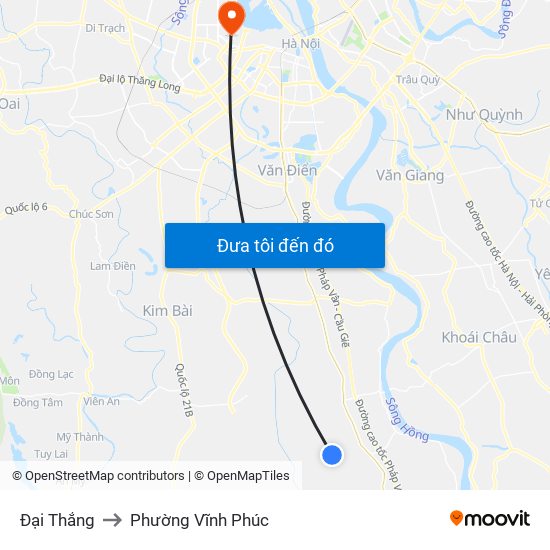 Đại Thắng to Phường Vĩnh Phúc map