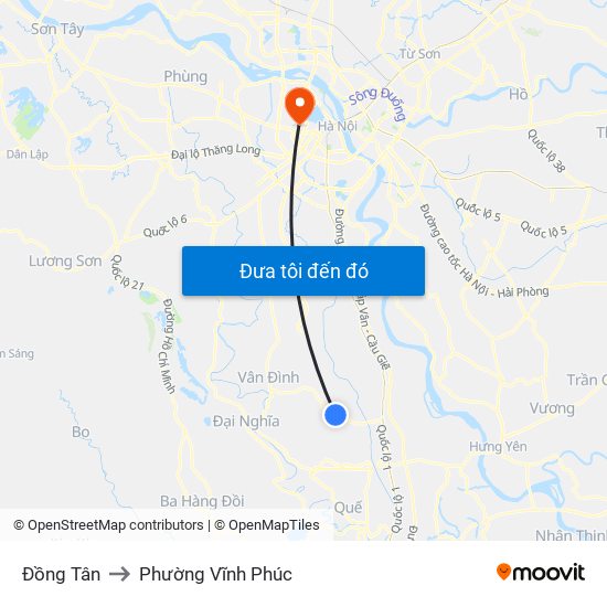 Đồng Tân to Phường Vĩnh Phúc map