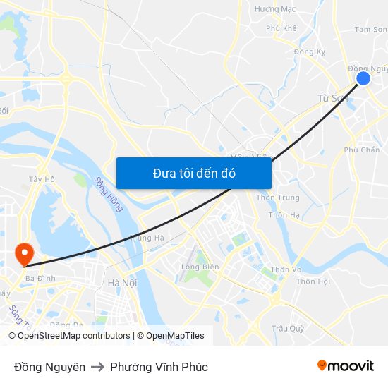 Đồng Nguyên to Phường Vĩnh Phúc map