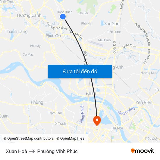 Xuân Hoà to Phường Vĩnh Phúc map