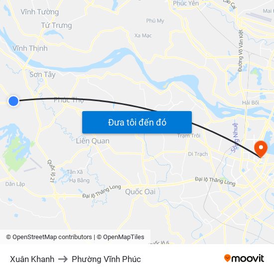 Xuân Khanh to Phường Vĩnh Phúc map