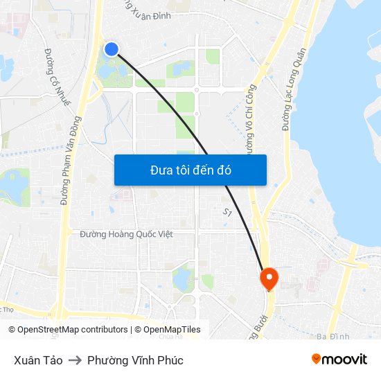 Xuân Tảo to Phường Vĩnh Phúc map