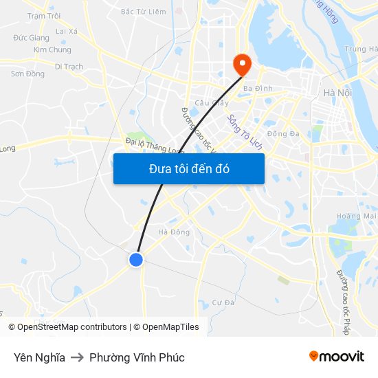 Yên Nghĩa to Phường Vĩnh Phúc map