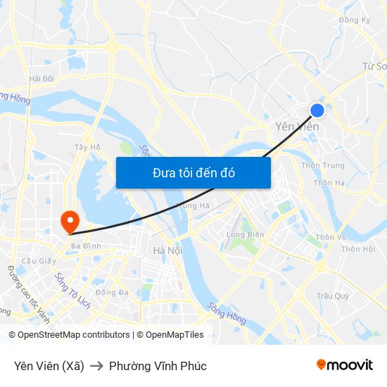 Yên Viên (Xã) to Phường Vĩnh Phúc map