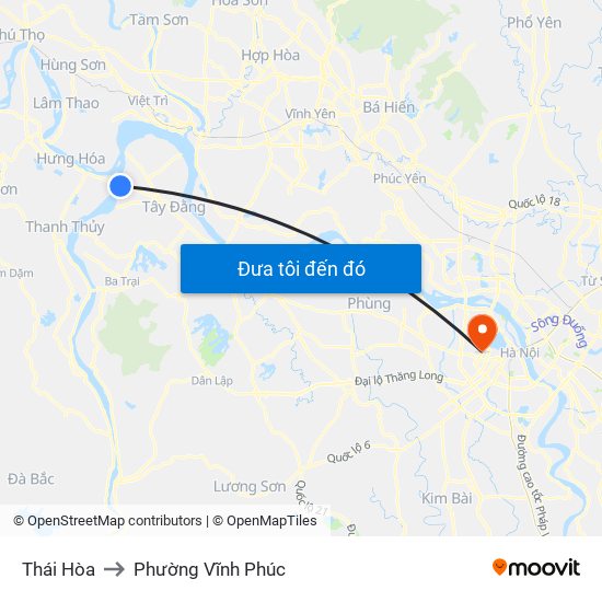 Thái Hòa to Phường Vĩnh Phúc map