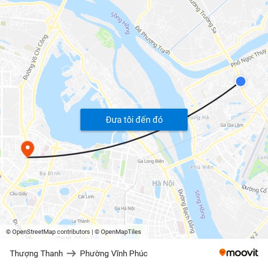Thượng Thanh to Phường Vĩnh Phúc map