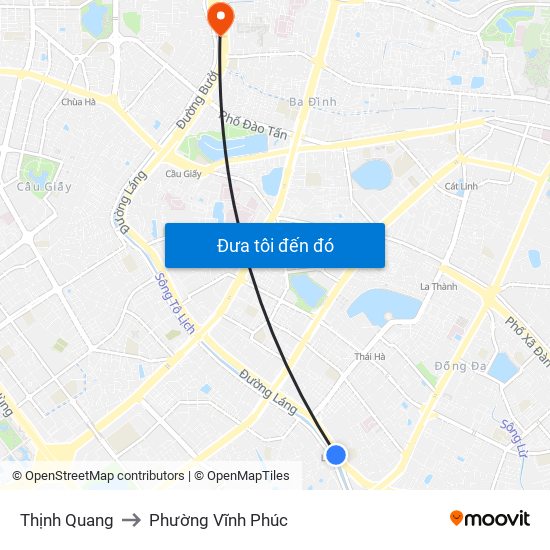 Thịnh Quang to Phường Vĩnh Phúc map